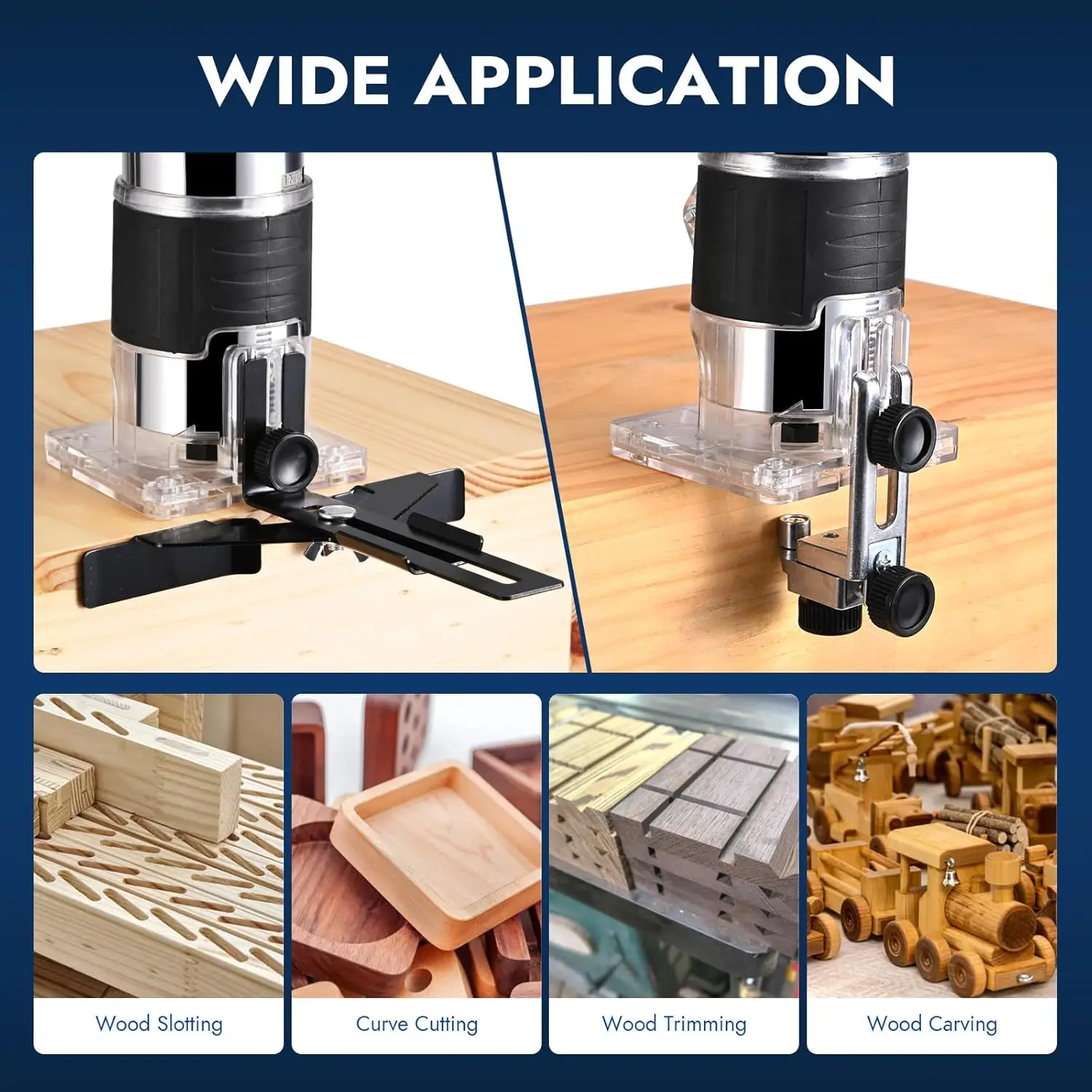 Dispositivo portatile stabile per macchina da taglio per legno da 800 W 6,5 A, velocità 2000-31000 giri/min Router portatile compatto per legno