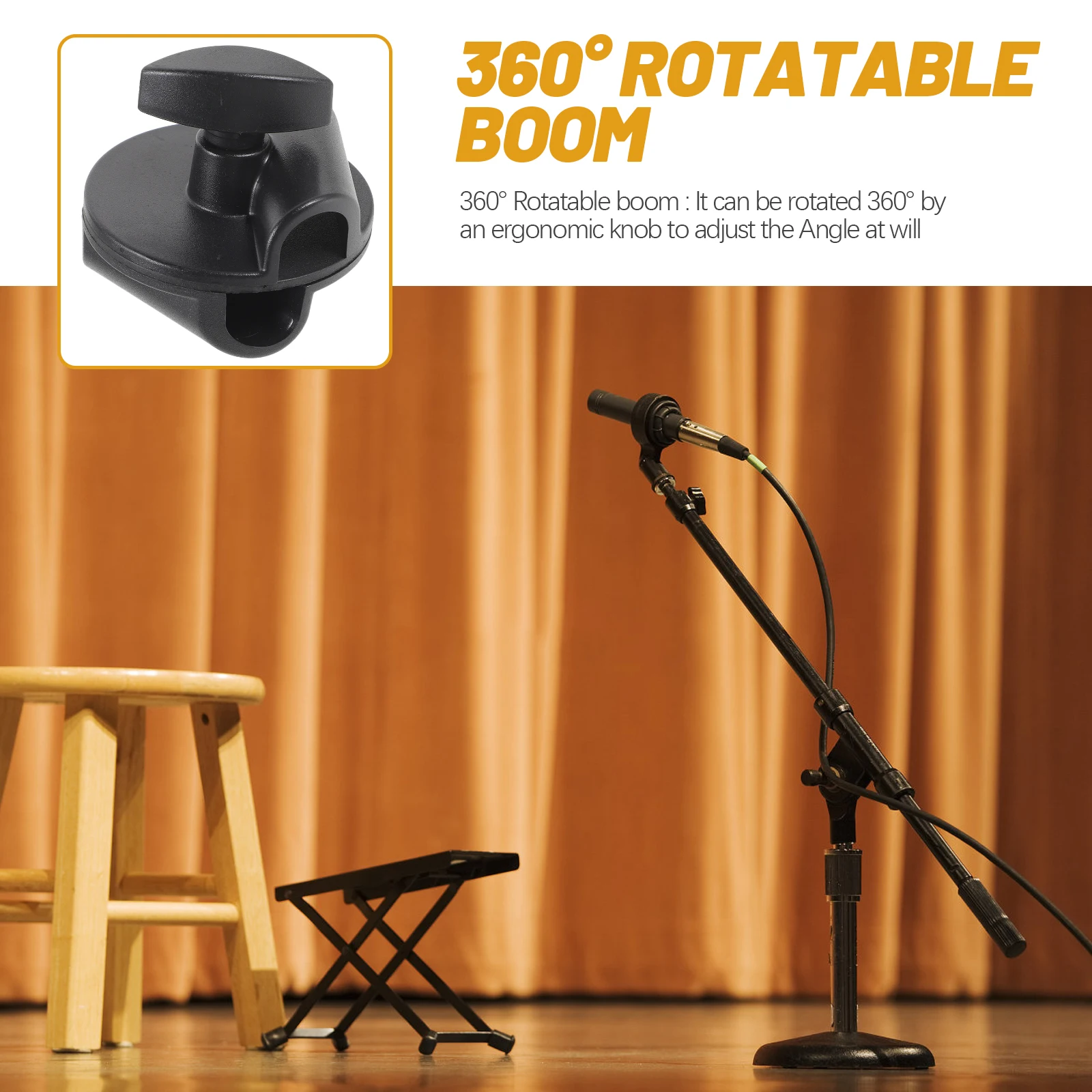 

2Pcs Mic Clamp Boom Arm Clips Sturdy Rotatable Microphone Holder for Desk Mount Recording Stage Shows Mic Clips