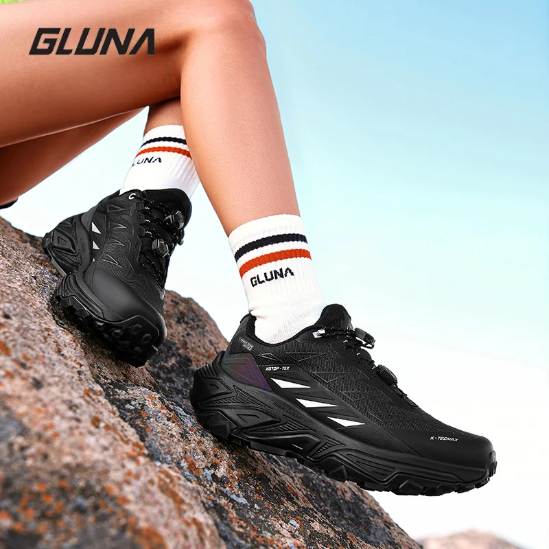 GLUNA, zapatillas para correr totalmente impermeables para hombre y mujer, con placa de carbono, superrebote, antideslizantes, zapatillas para senderismo al aire libre 86889