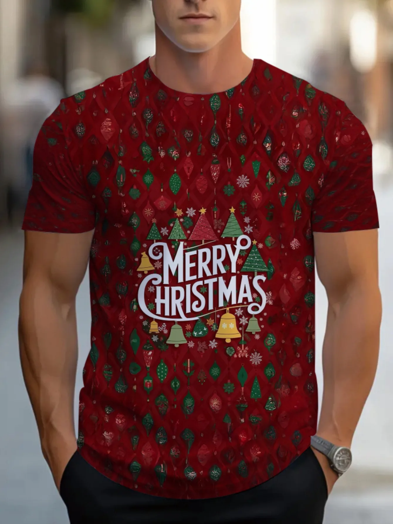 3D Merry Christmas Letter Printed Men's T-shirt Fashiom Leisure O-neck Short Sleeve Loose Top Street Hip Hop Y2k Unisex Clothing
