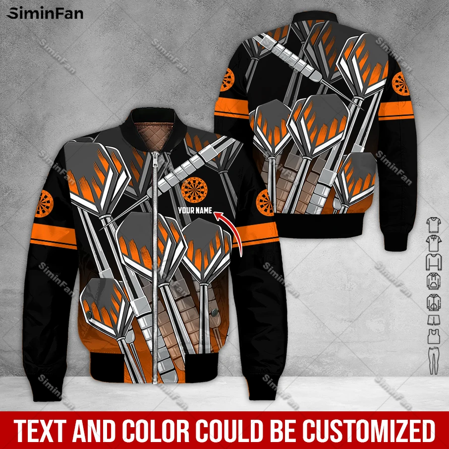 Custom Name Darts Player Colorful 3D Printed Mens Bomber Jacket Male Winter Quilted Cotton Coat Unisex Autumn Windproof Outwear