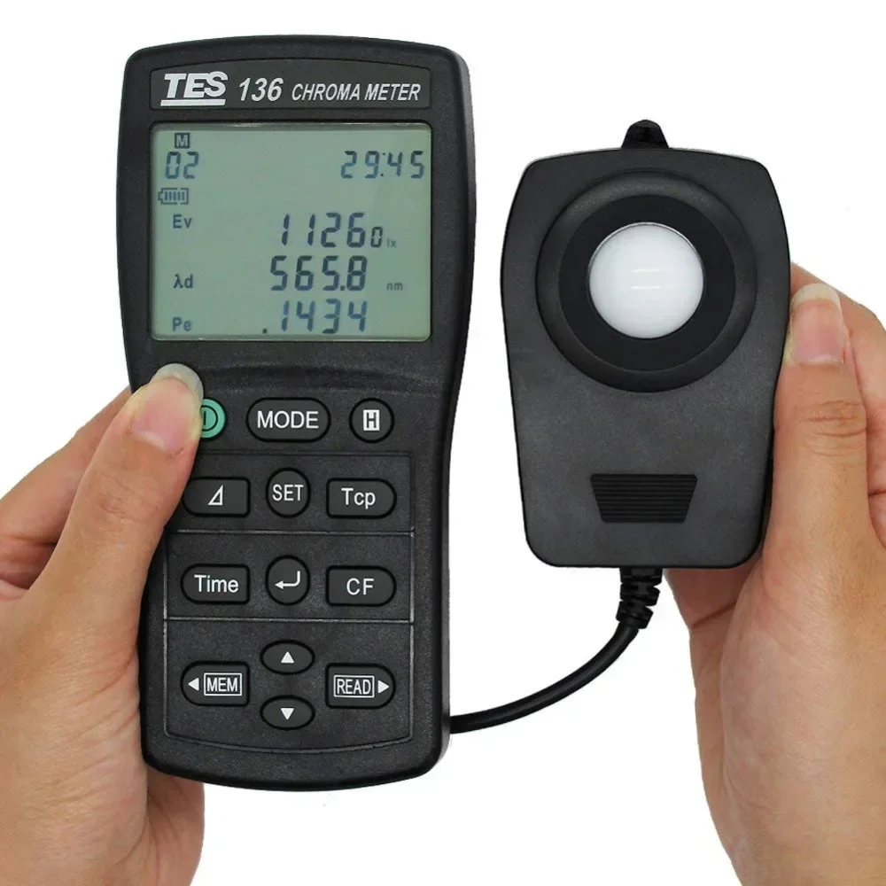 New Tes-136 Chroma Meter Light Lux Meter Color Thermometer Meter