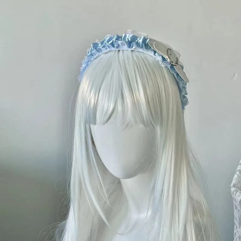手作り女性のカワロリータヘッドバンド原宿 Y2K ファッションレースデザインヘッドバンド女性のコスプレゴスかわいい帽子アクセサリー
