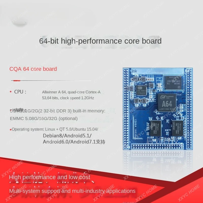 Allwinner A64 Core Plate, 4-Core 64-Bit Cortex-A53 Development Board, Android6, Qt5, for A31