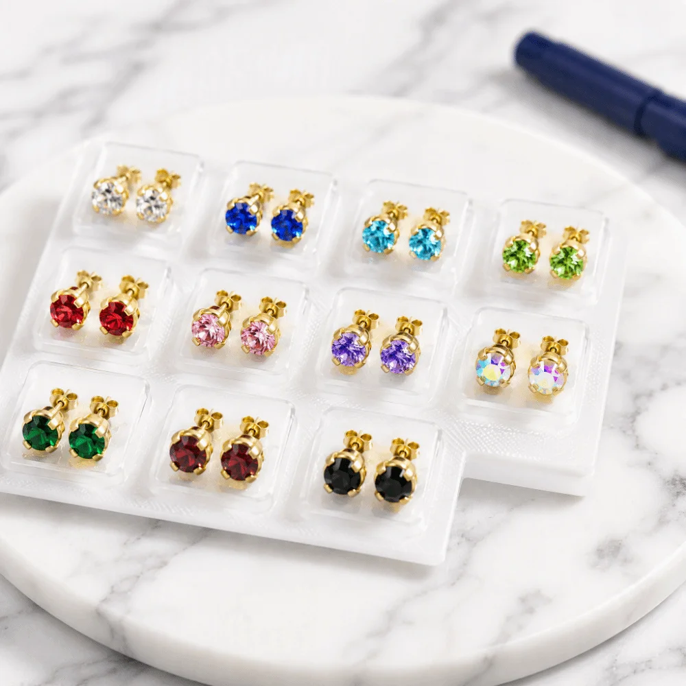 3mm/4mm TOP Ear Piercing Tool Kit Stainless Steel Rhinestone Inlay Rhinestone Stud Earrings Stars Minimalist Ear Piercing Tool
