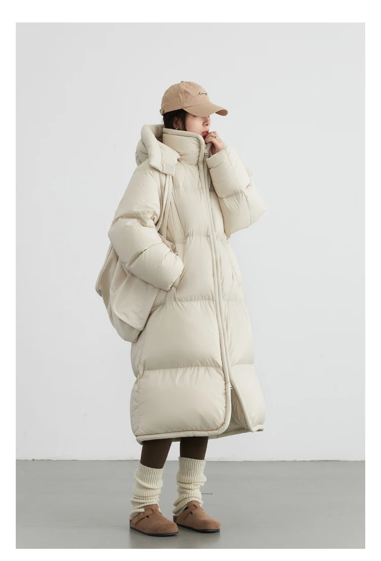 CHIC VEN Women Long Down Coats Hooked Loose New Solid Woman Down Jacket Thick Soft Warm Female Overcoat Autumn Winter 2025