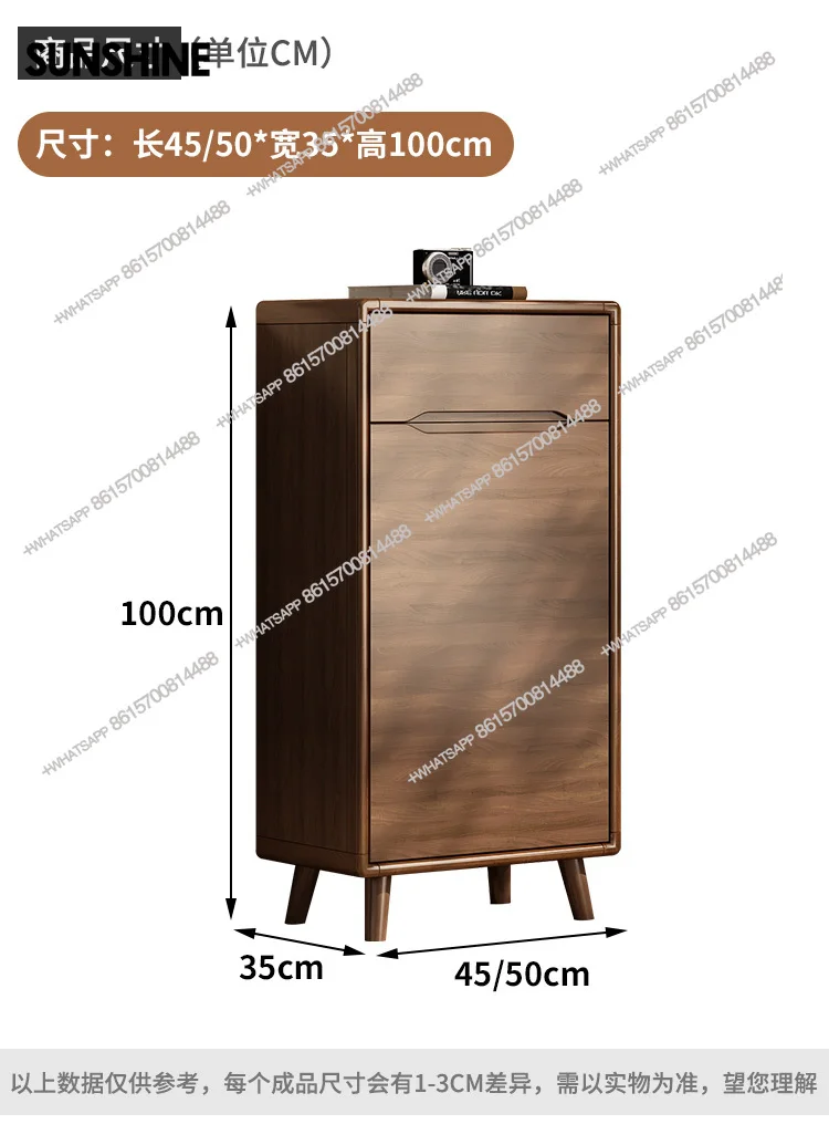 All solid wood shoe cabinets enter the household door, porch cabinets, narrow small apartment 50cm locker