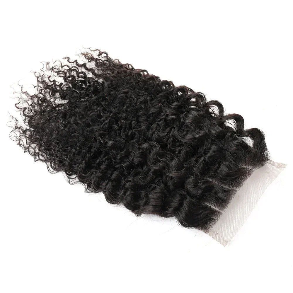 Pixie Curl 4x4 alleen vetersluiting 100% handgebonden vetersluiting Gratis stijl Maagdelijke Braziliaanse Pixie krullend menselijk haar alleen sluiting