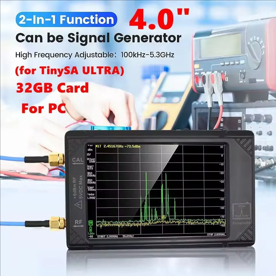 4-Inch Handheld Spectrum Analyzer with 32GB Memory Card High Frequency Output 100kHz to 5.3GHz