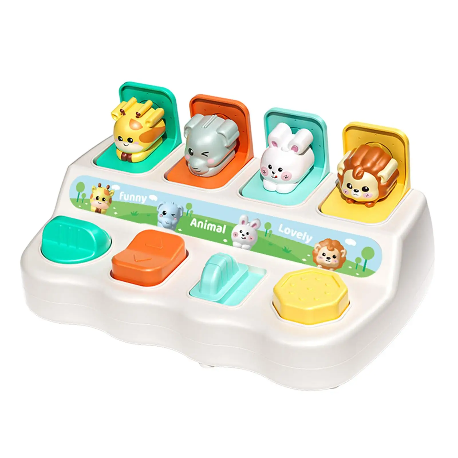 Cause and Effect Toy Educational Animal Push Toy Hide and Seek Game for Children Preschool 12-18 Months Birthday Gift Boys Girls