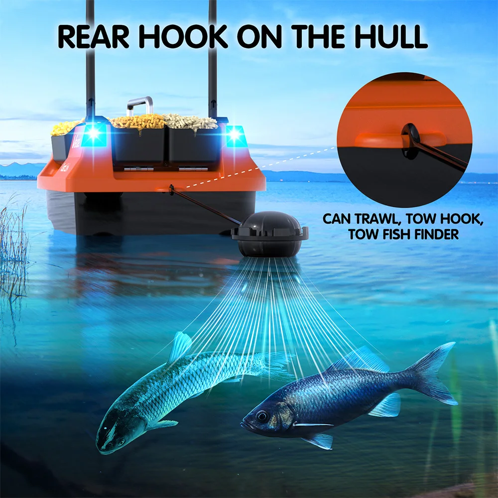 Large Independent 4 Hopper Smart 500M High Speed Remote Control Bait Boat 3KG Load Dual Antenna Fixed Speed Cruise RC Fish Boat