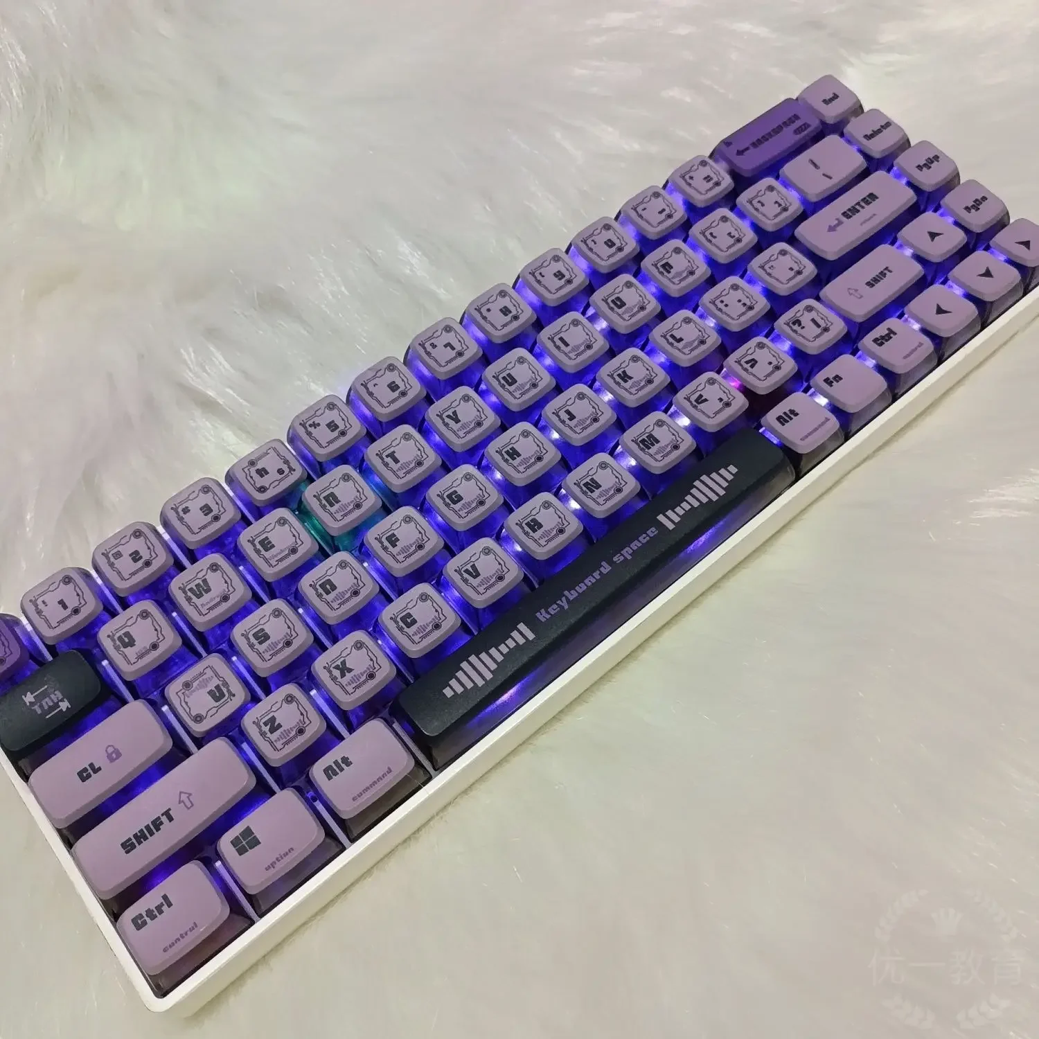Pudding cap PBT material transparent five-sided heat sublimation light transmission customized keyboard keycap