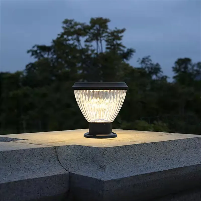 TINNY lampu tiang luar ruangan tenaga surya, lampu pilar Dekorasi balkon taman halaman vila Vintage tahan air kontemporer