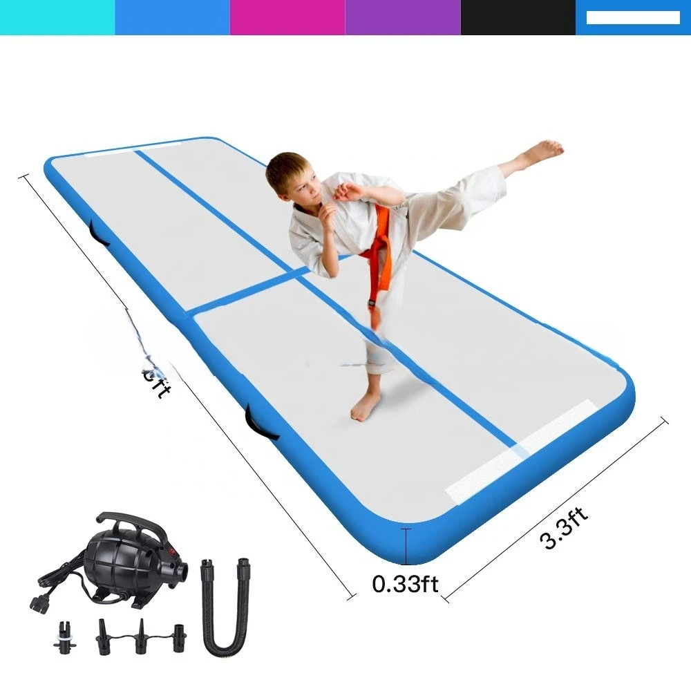 Fitness Mat 3M Long 0.1M Thickness Yoga Mat DWF Air Mattress Floor/Low Price Bouncing Track Blue With Pump