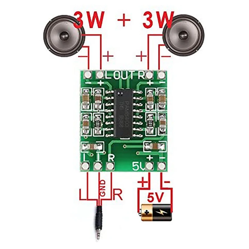 5 Stuks Digitale Eindversterker Bord, 2X3W Type D Pam8403 Audio Module Dc 5V Digitale Audio Versterker Board Module