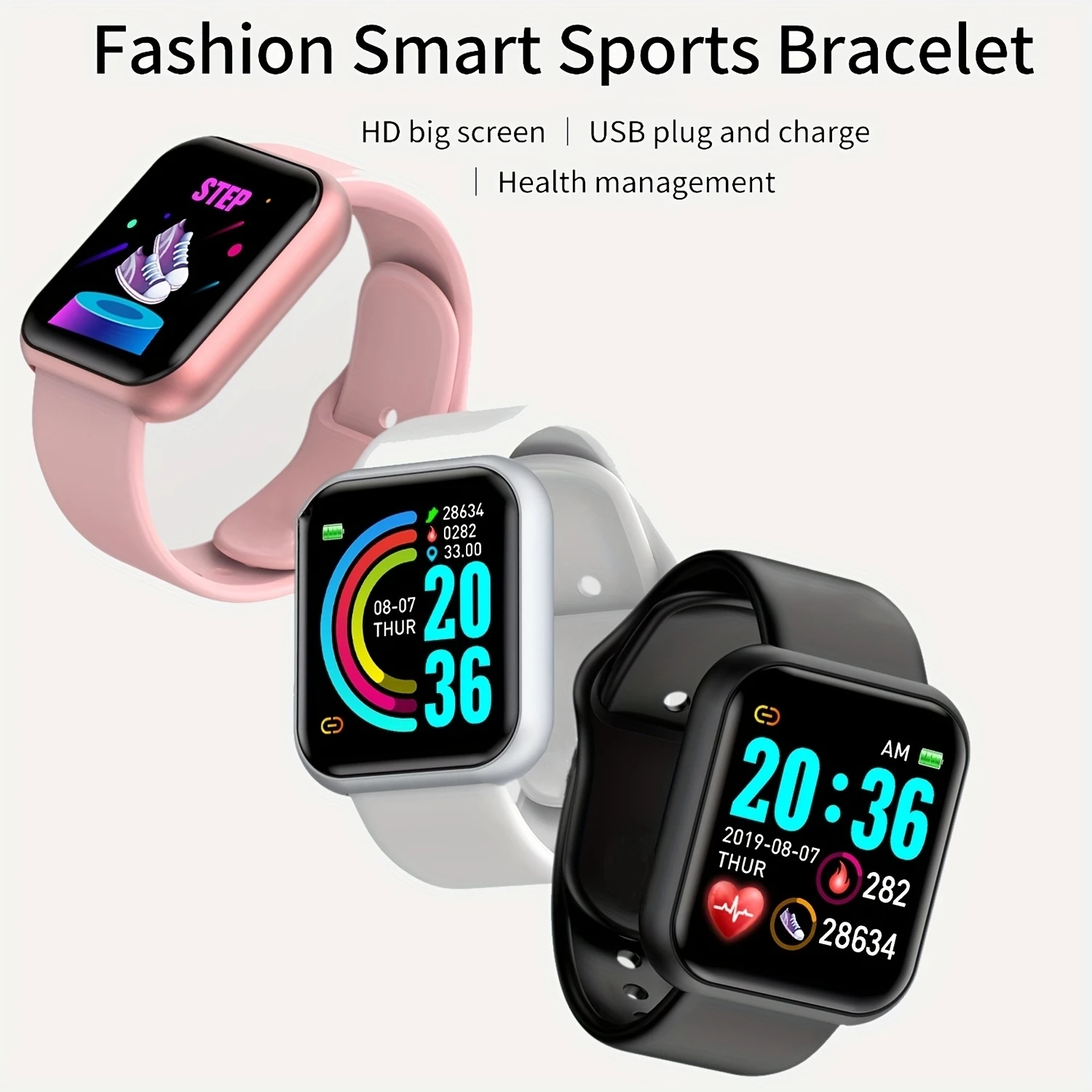 Smart Watch Für Männer Frauen Sport Modus Musik Steuerung Kalorien Abstand Fitness Smart Band Nachricht Erinnern Smart Armband Android IOS – Detail 5