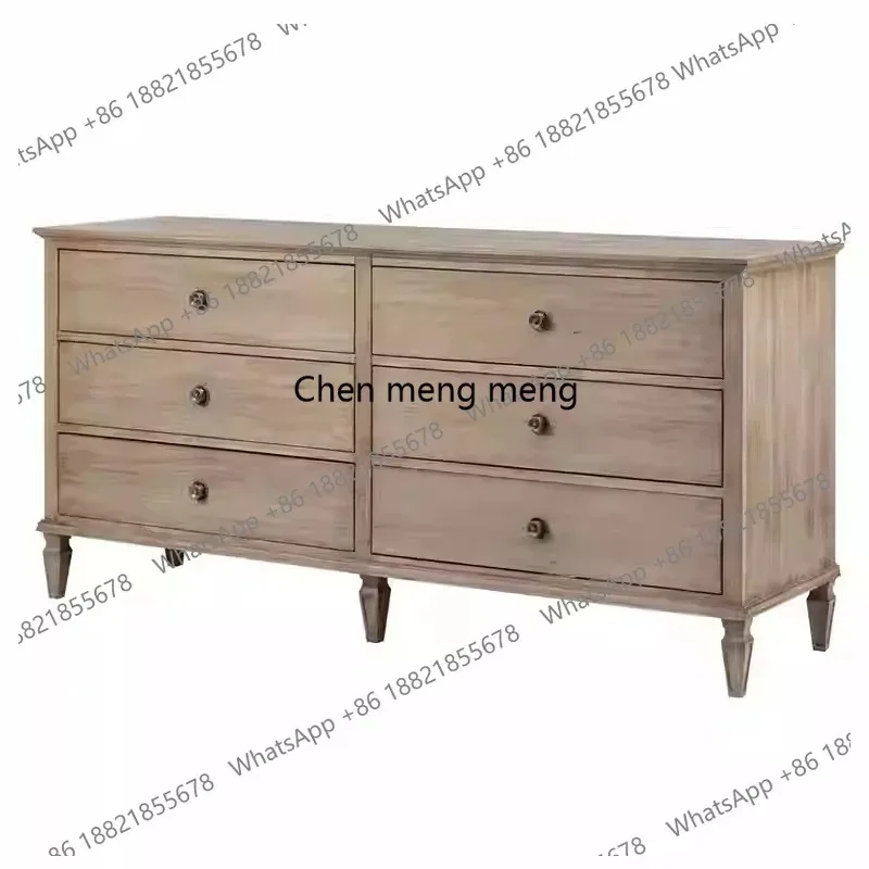 A50 غرفة نوم أمريكية قديمة مصنوعة من الخشب الصلب بستة صدر وخزانة صغيرة لغرفة المعيشة وخزانة بأدراج جدارية #2