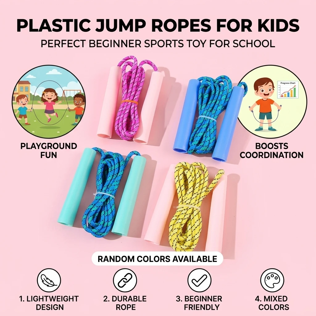 Jump Rope Lightweight Adjustable Skipping Rope Non-Slip Grip for Preschool Elementary School Kids Sport Toy Durable