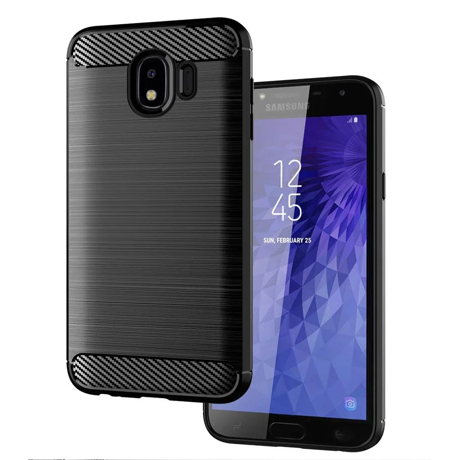 FERISING Case For Samsung Galaxy J4 2018 Case Silicone TPU Bumper Shockproof Carbon Cover for Samsung Galaxy J4 2018 J400 Case