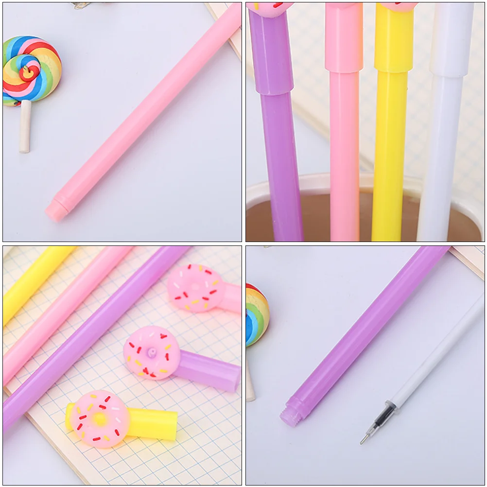 

20Pcs Creative Sticker Gel Pens Fashionable Donut Tip Leak Proof Smooth Writing Portable Stationery for School Business