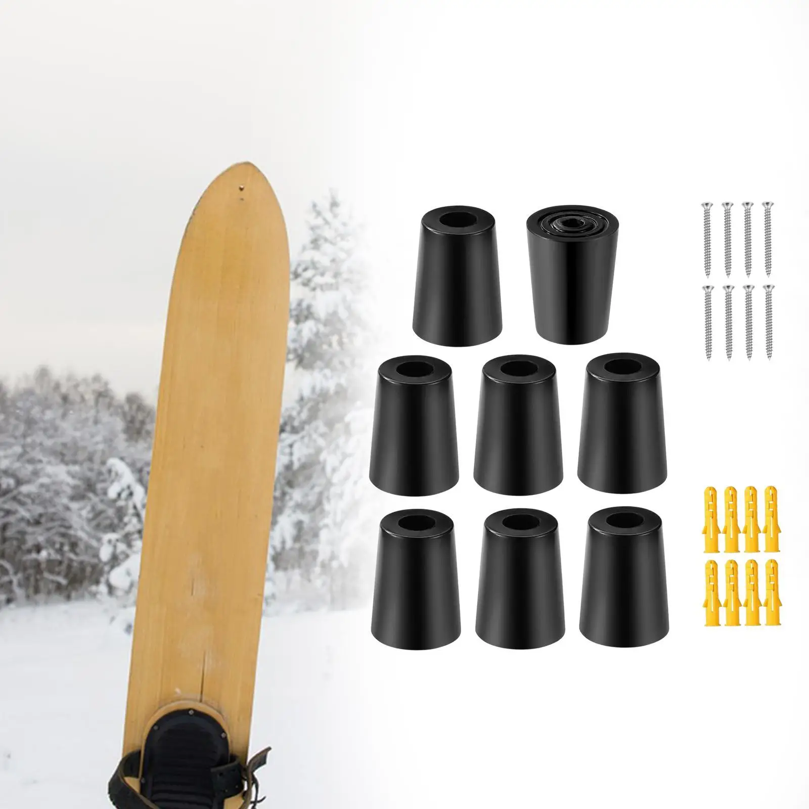 8 Pieces Vertical Ski Hanger Snowboard Hanger Organizer with Screws for Home