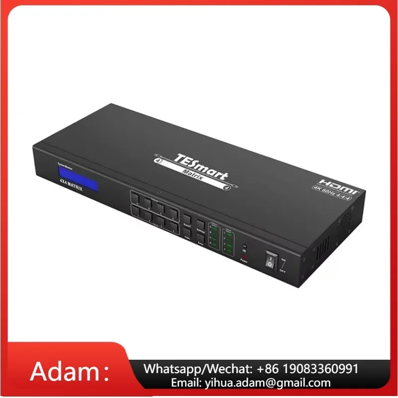 

TESmart 4x4 H D Matrix Support RS-232 LAN Port Control EDID Management IR Remote Switch 4K@60Hz Video Switcher