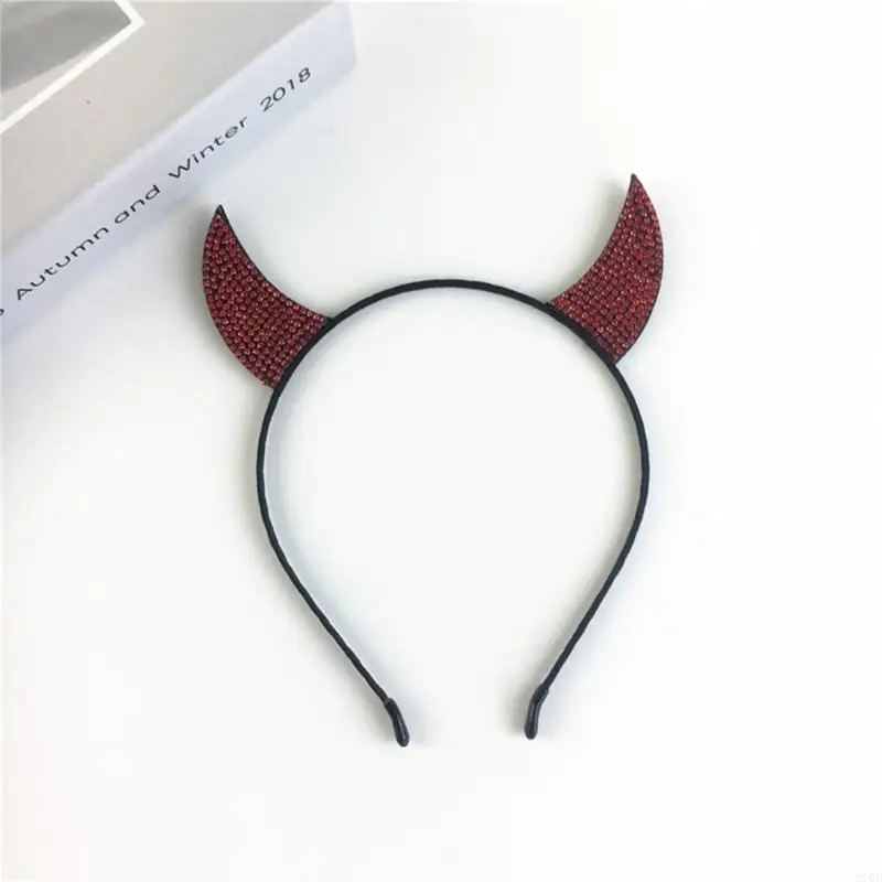 Couvre-chef d'halloween 270D, en cristal pour étal marché, cornes diable brillantes, couvre-chef d'halloween