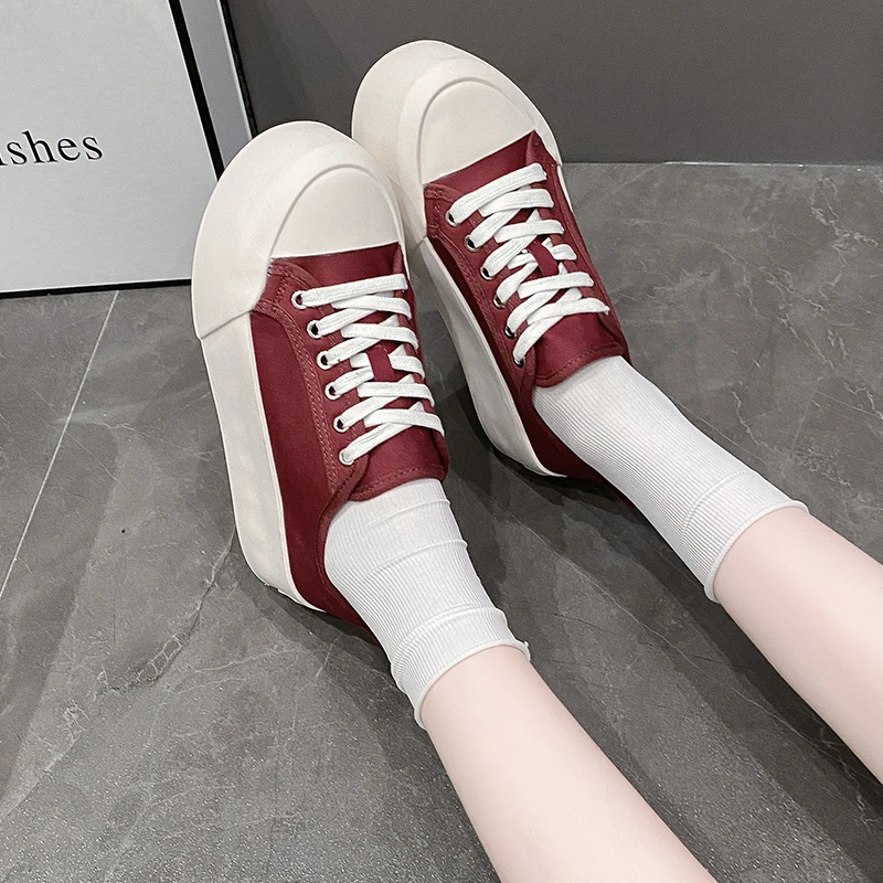 

Womens Trainers Canvas Shoes Sneakers Platform Woman-shoes Running Thick Sole Roses Red 2024 Casual Fabric Leisure Womens Sneake