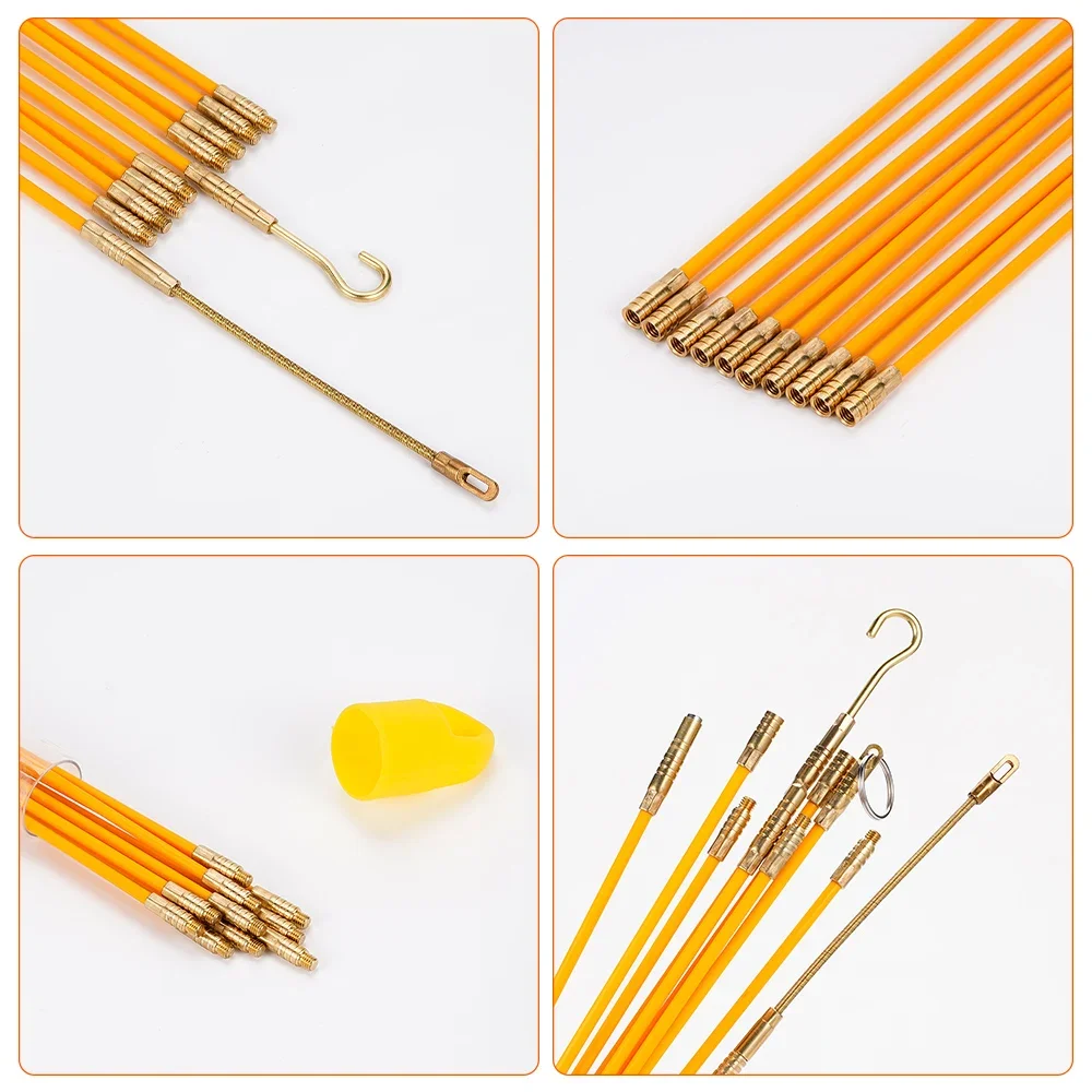 10Pcs 4mm 33/45cm Fiberglass Cable Push Puller Lead Wire Kit Electrical Cable Wall Installing Rods Wiring Lead Installation Tool