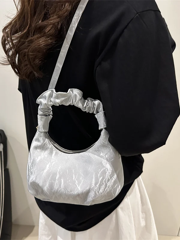 Summer 2025 Cloud Shape Folded Handbag Single Shoulder Crossbody Bag High Aesthetic Value Small Purse for Young Women