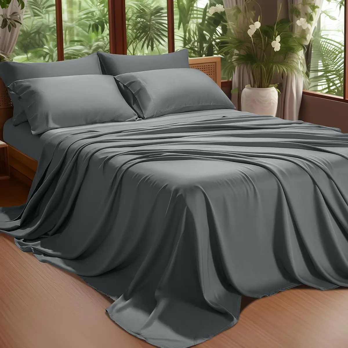 

6-Piece Sheets Derived from 100% & Soft Bed Sheets, Luxury Bedding Sheets & Pillowcases, 16 Inch Deep Pockets