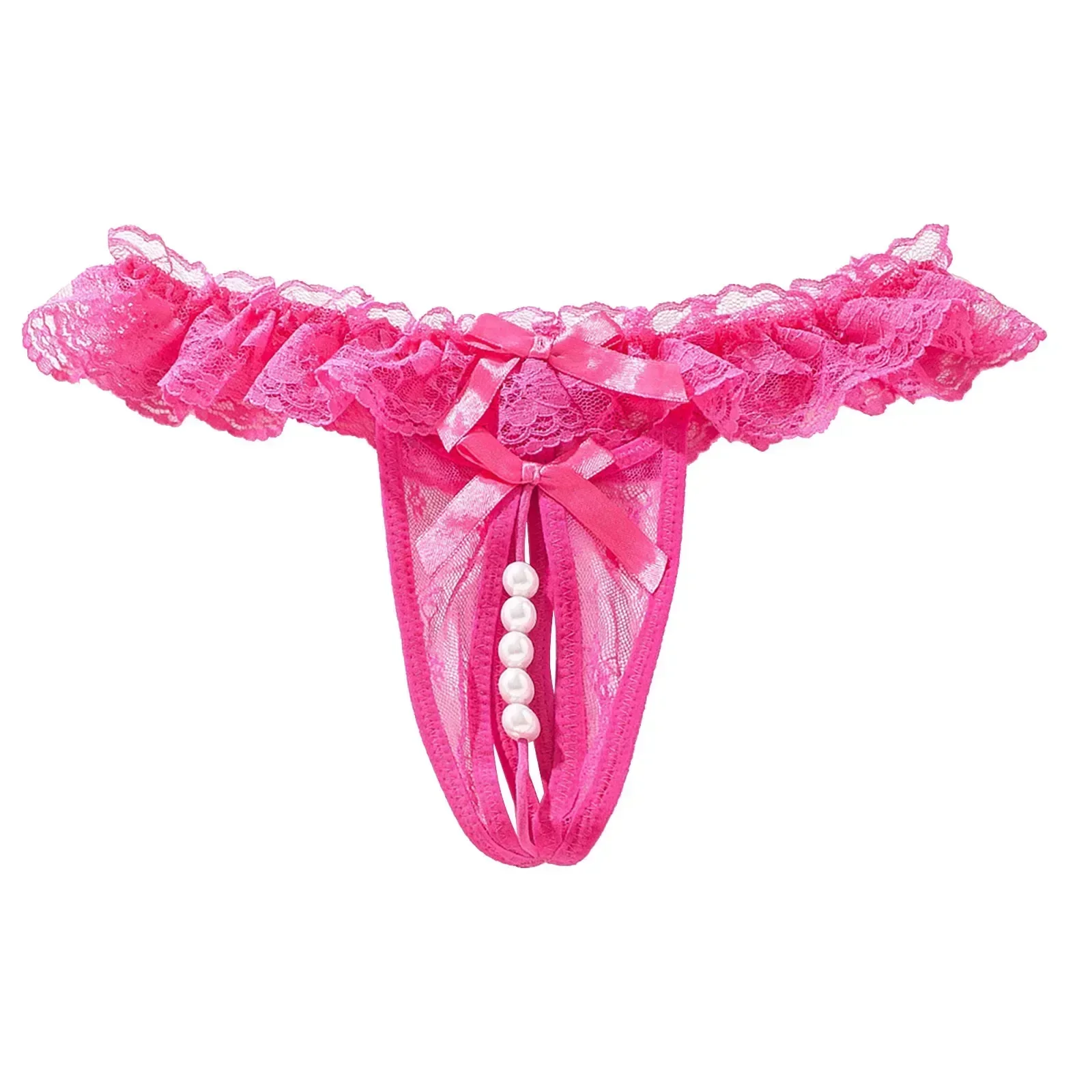 

Pearl Massage Open Crotch Panties for Women Female Lace Bow Thongs G String Sexy Lingerie Underwear Crotchless Hot Erotic Panty