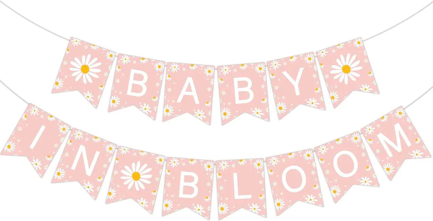 Daisy Baby In Bloom Banner Daisy Flower Baby Shower Decorations, Boho Floral Groovy Baby In Bloom Themed Party Supplies