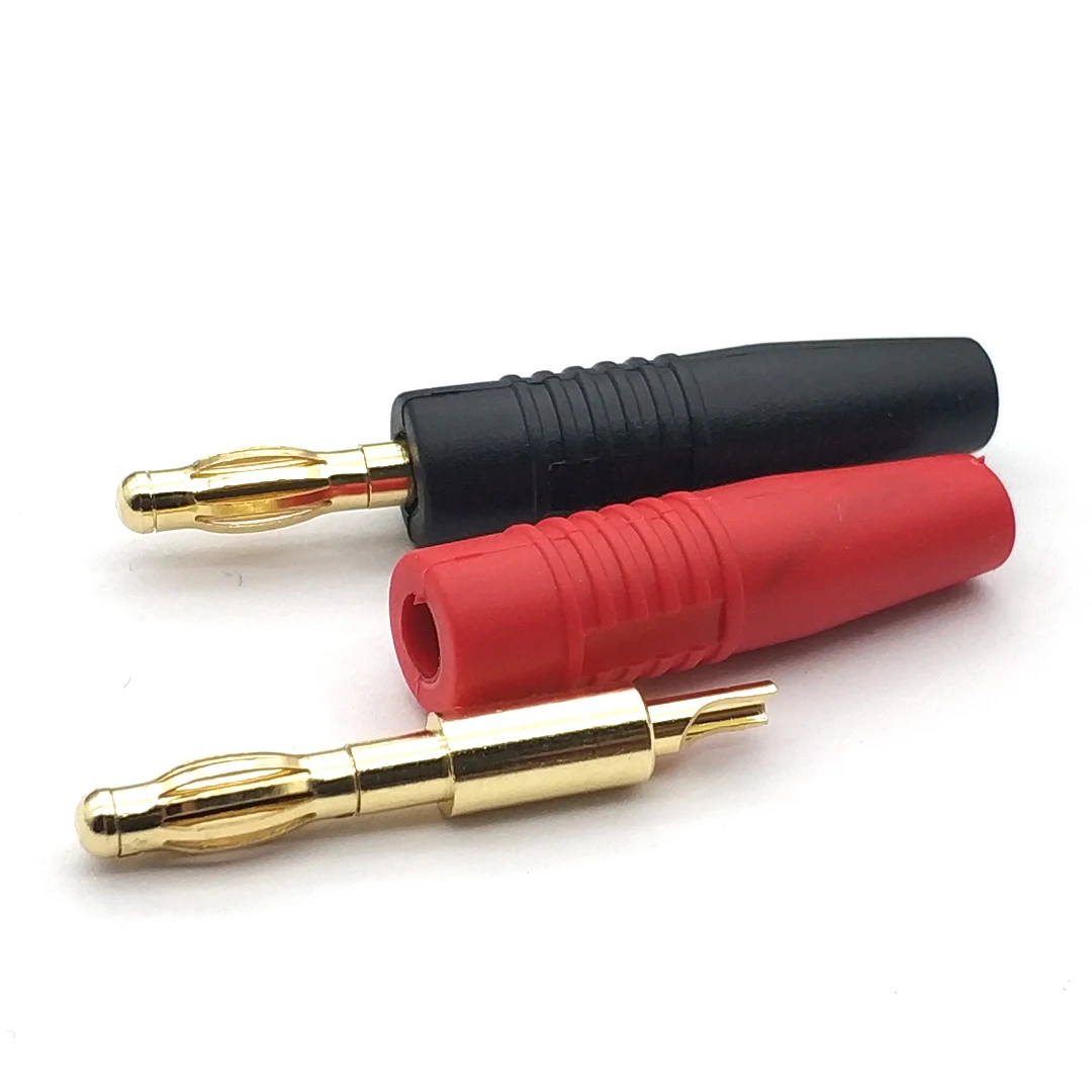 ใหม่4มม.ปลั๊ก Gold Plated Musical สายลำโพง Pin ตัวเชื่อมต่อปลั๊กกล้วย