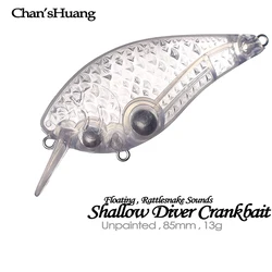 Chan'sHuang 도색되지 않은 빈 미끼, 얕은 다이버 크랭크 베이트, DIY 인공 낚시 미끼, 8.5cm, 13g, 20PCs