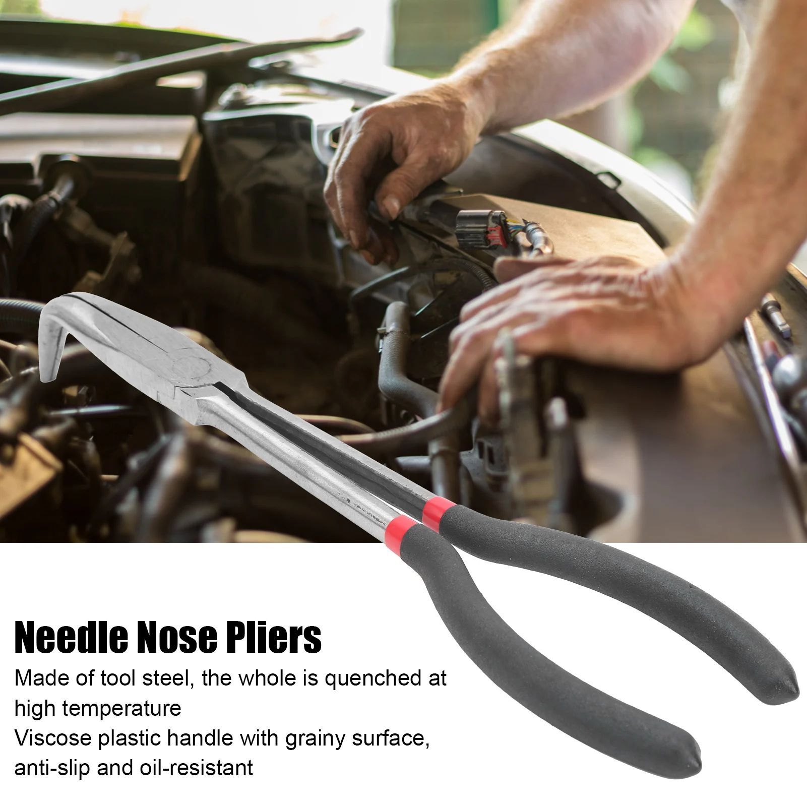 

Hand Tools Pliers Needle Nose Pliers 90° Tool Steel High Temperature Quenching Clamp Hand Tools 11in 280mm Needle Nose Pliers