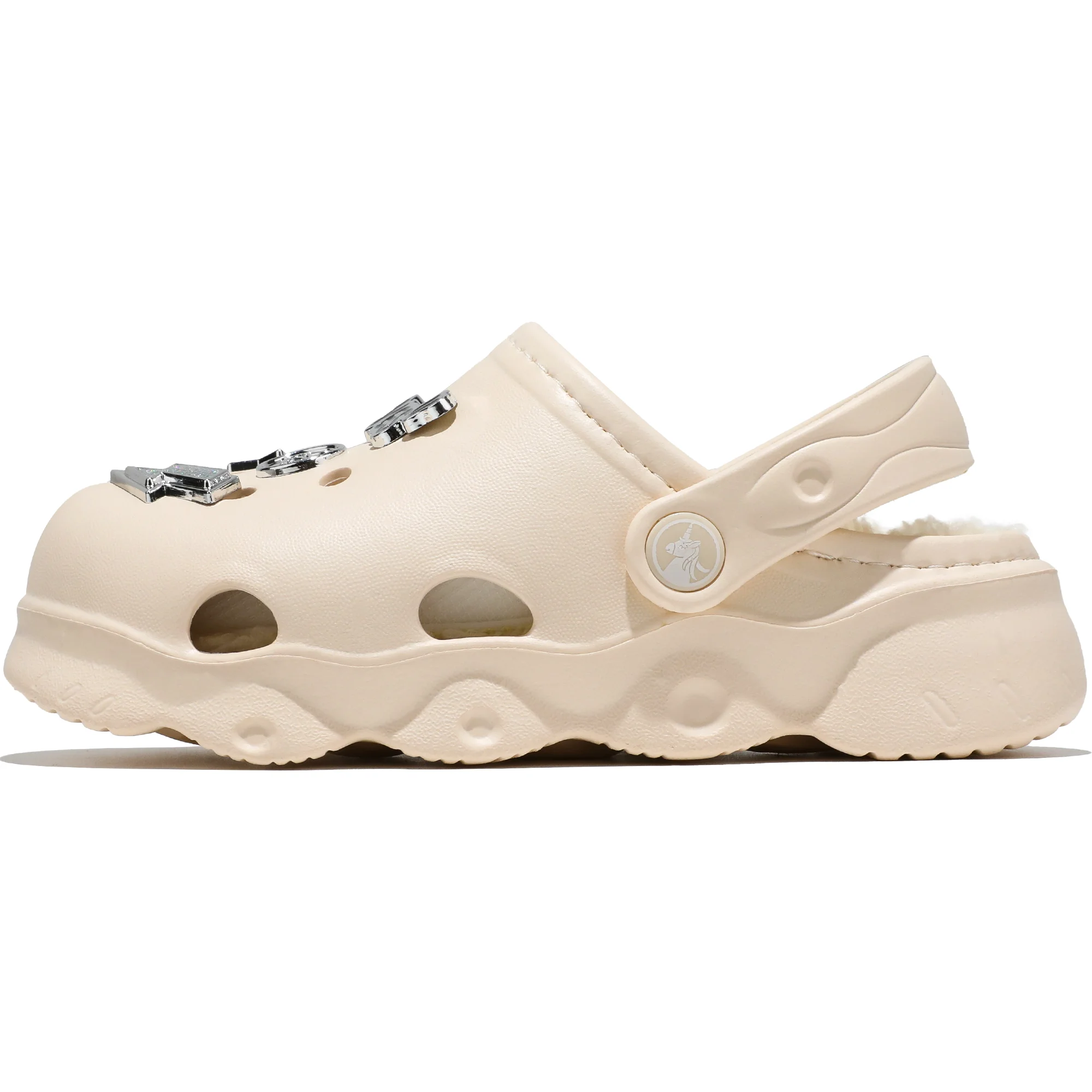 Fur Lined Kids' Clog, Cotton Lined EVA Garden Shoes, Non-Slip Sandals, Slip-On Shoes for Indoor, Winter Warm House Slippers 1214
