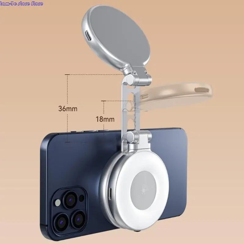 Đèn LED điện thoại D0UA Đèn chiếu sáng với gương 360 độ Xoay Light Selfie có thể điều chỉnh ánh sáng từ tính cho điện thoại 16