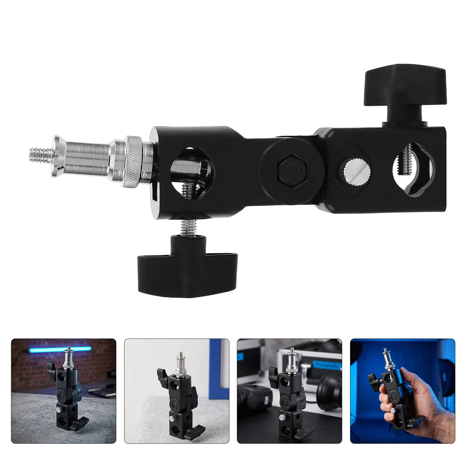 2Pcs Adjustable Studio Flash Bracket U-Shape Camera Lighting Mount Portable Tripod Umbrella Flash Holder Photography