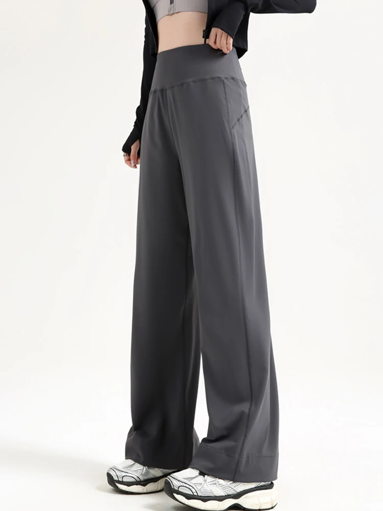 

ay High Waist Straight Leg Pants Women's Summer Thin Loose Drapey Slimming Fitn Yoga Casual Long Trousers