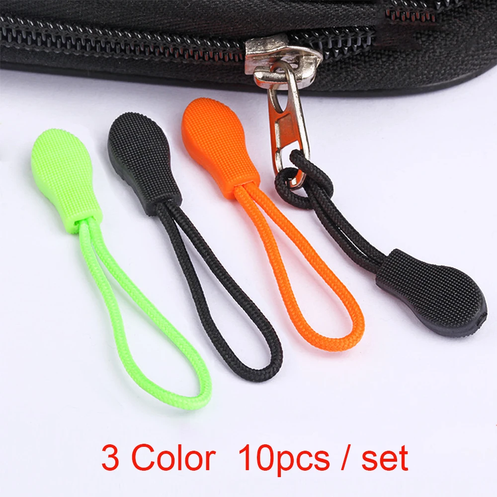 10Pcs/Set Rope Zipper Pull Bag Tadpole Tactical Backpack End Rope Tag Fixer Zip Cord Accessories Zipper Head Cord Strap Lariat