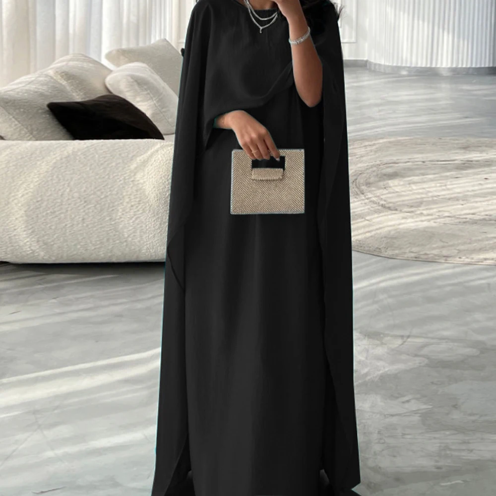 Satynowa sukienka maxi dla muzułmanek, peleryna, djellaba na Ramadan, kaftan na Eid, Turcja, Dubaj, abaja, islam, jalabiya, kebaja, kaftan marokański, damska