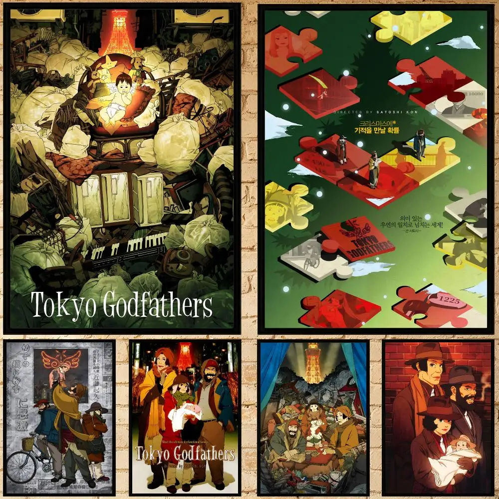 anime Tokyo Godfathers Poster Poster HD Waterproof Self-adhesive Art Print Wall Decor for Bedroom Living Room Gift