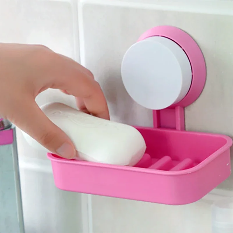 1pcs Soap Dish Strong Suction Cup Wall Tray Holder Soap Storage Box for Bathroom Shower Tool Hang Jabonera Dish Drainers