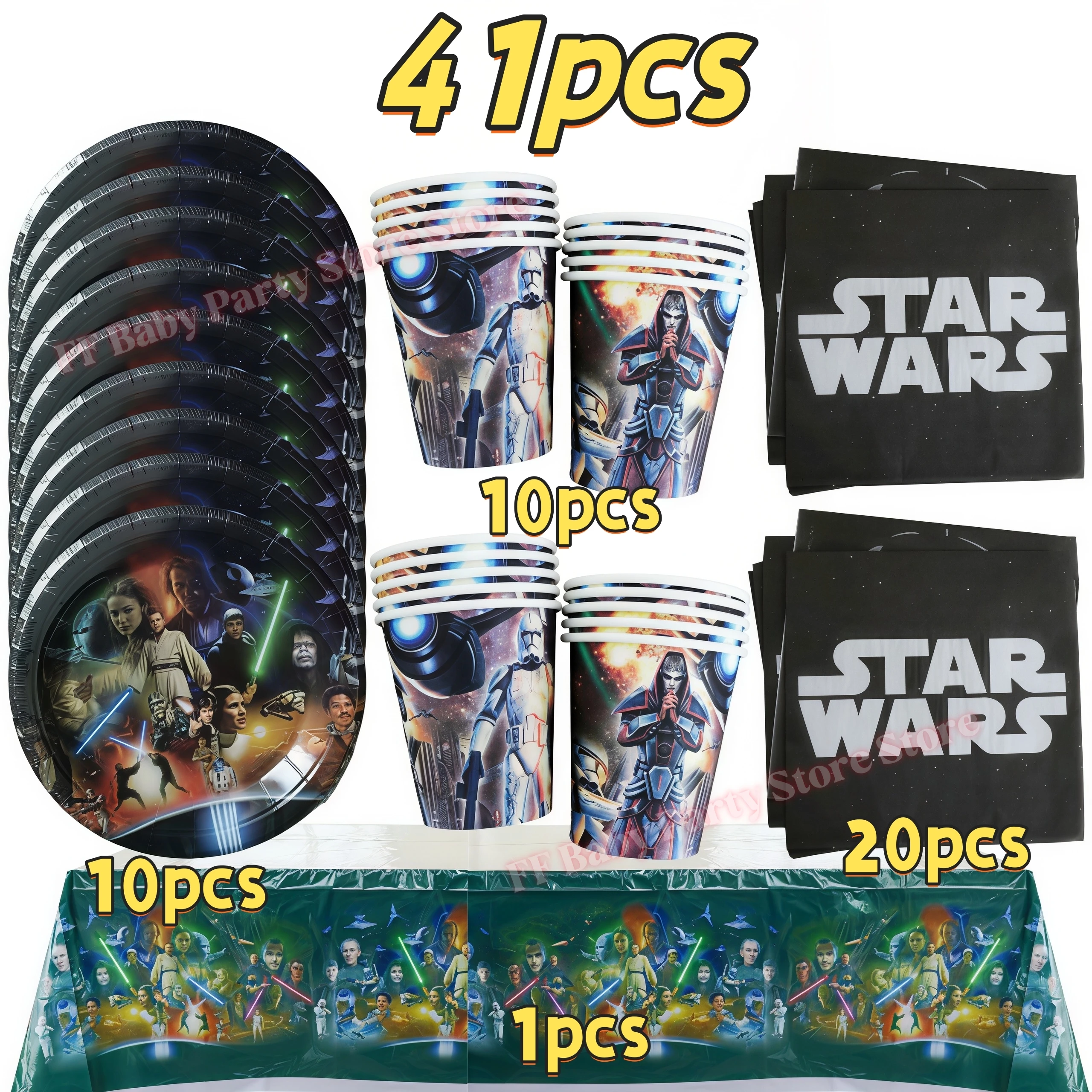 Star Wars Geburtstagsparty-Dekorationen Roboter-Tasse Teller Servietten Ballon Tischdecke für Jungen-Partys Baby-Shower-Zubehör Geschenk – Detail 30