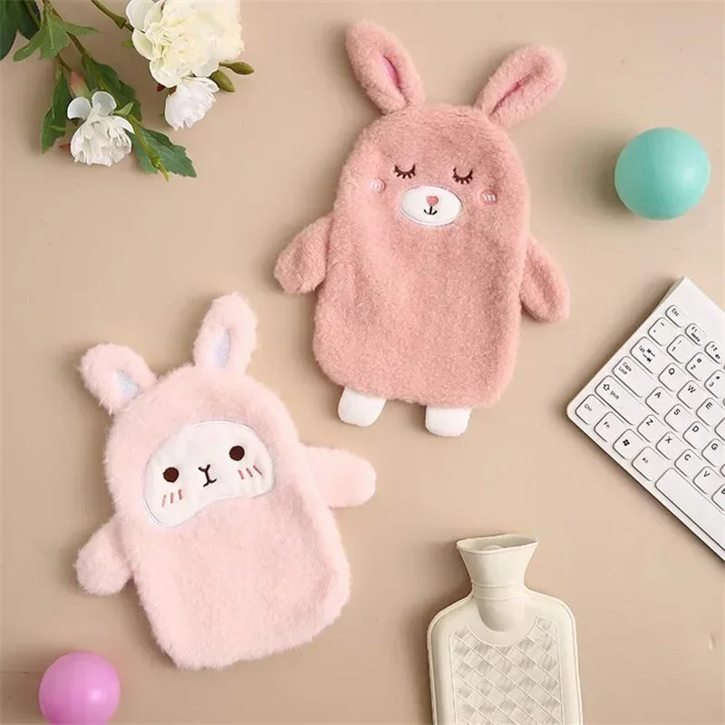 Kawaii Insulation Hot Water Bottle Plush Rubber Hand and Foot Belly Warmer Explosion-proof Hot Water Bag for Women Period Cute