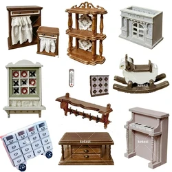 Dollhouse DIY Miniature Furniture Mini Storage Cabinet Center Island Bar Operation Table Thermometer Mirror Material Package