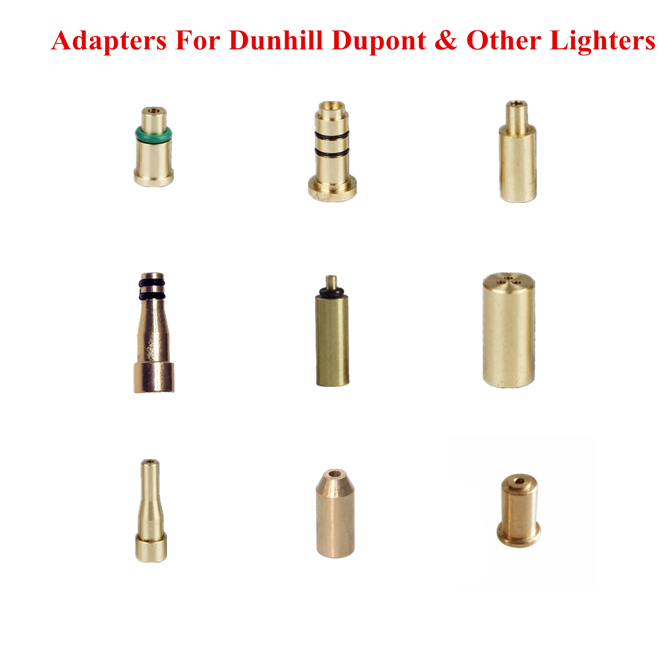 9pcs/Lot Complete Variety Durable Brass Copper Gas Nozzle Adapter For Dunhill Dupont & Other Lighters Reusable Gas Connector