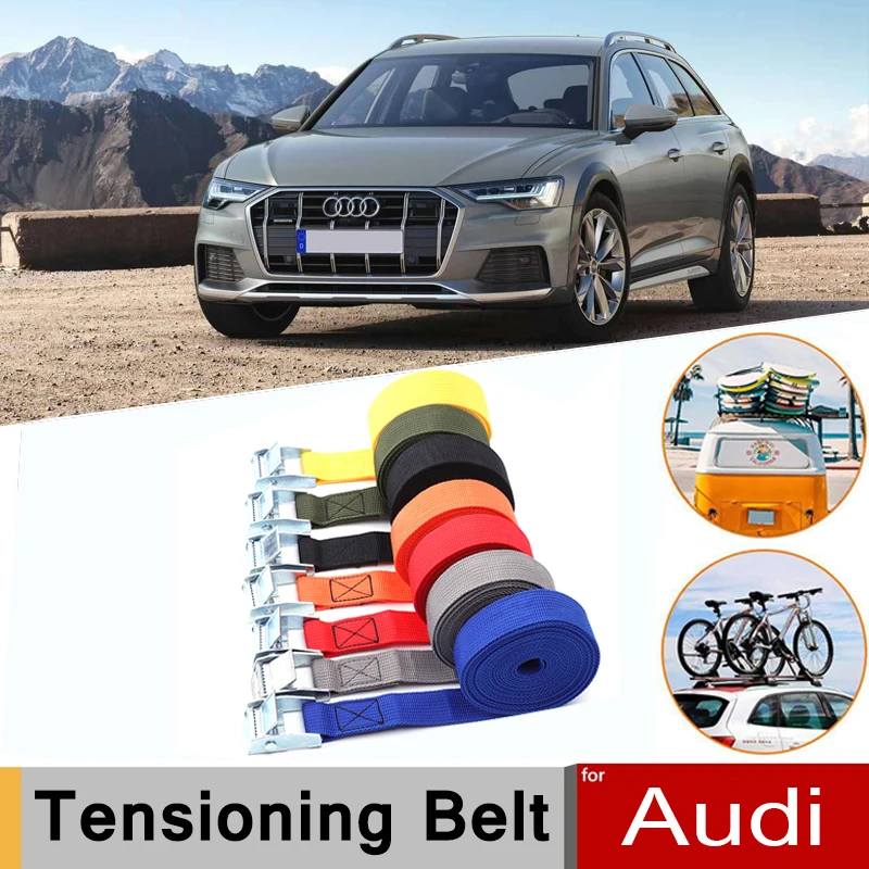 Car Tension Rope Tie Down Strap Strong Belt Luggage Bag Cargo Lashing Metal Buckle Tow Rope Tensioner for Audi Q3 Q5 A3 A4 Etc