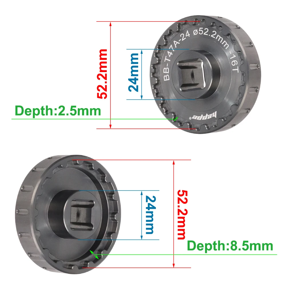 HEPPE 2 in 1 Bike T47 Bottom Bracket Installation and Removal Wrench Tool for 52mm 52.2mm 16T T47 Ceramicspeed BB Repairing